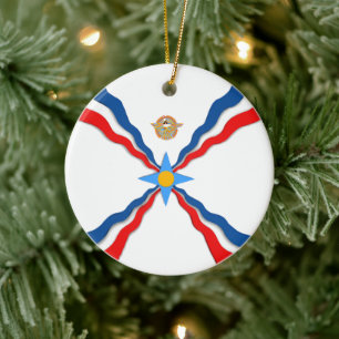 Assyrian Flag Ceramic Ornament