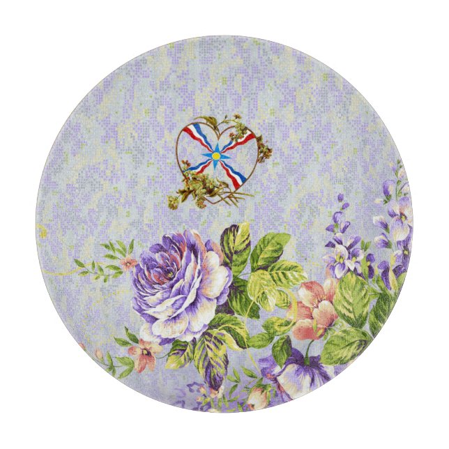 Assyrian Flag Decorative Glass Cutting Board (Front)