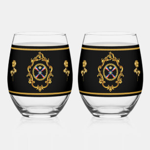 Assyrian Flag Drinkware Set Stemless Wine Glass