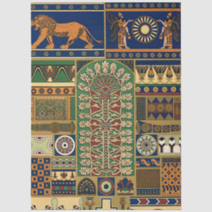 Assyrian Gold Lion, Sun & Ancient Angels Artistic  Tissue Paper