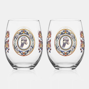 Assyrian King Drinkware Set Stemless Wine Glass