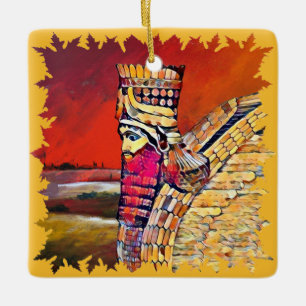Assyrian Lamassu Ceramic Square Ornament