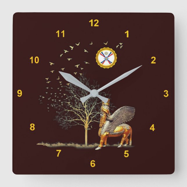 Assyrian Nights Square Wall Clock (Front)