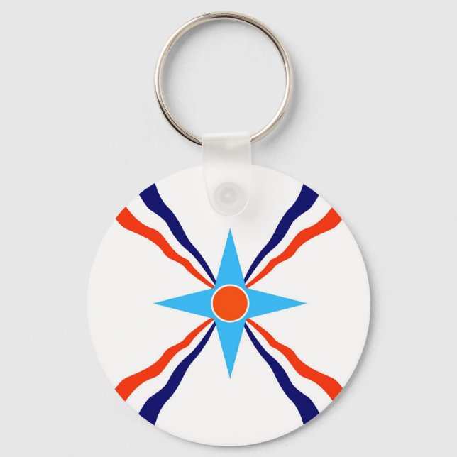 assyrian people ethnic flag key ring (Front)