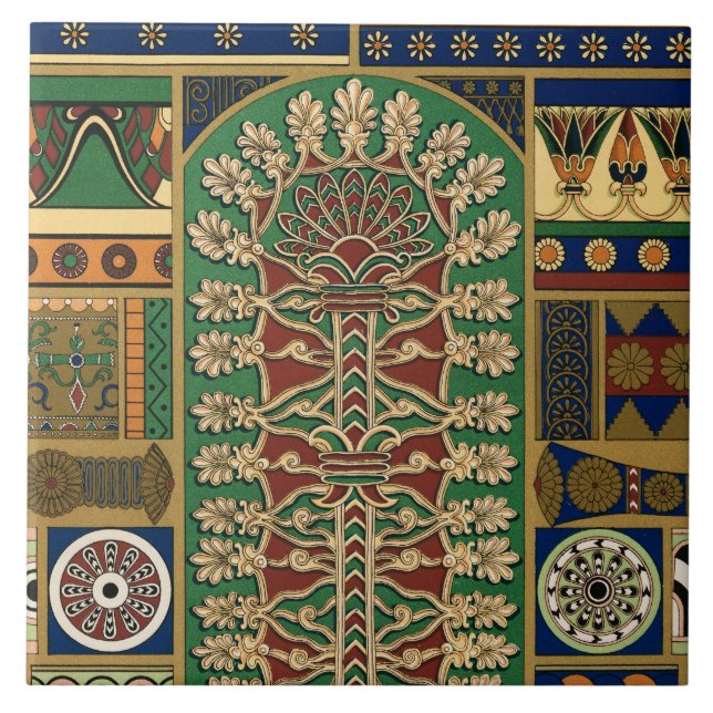 Assyrian Retro Pattern Ceramic Tile (Front)