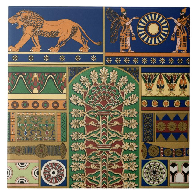 Assyrian Retro Pattern Ceramic Tile (Front)