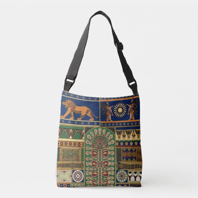 Assyrian retro pattern crossbody bag (Front)