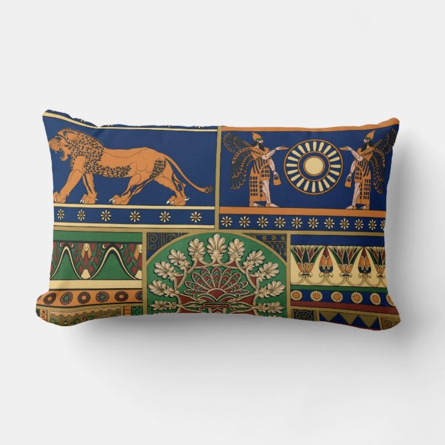Assyrian Retro Pattern Lumbar Cushion (Front)