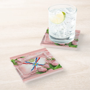 Assyrian Roses Glass Coaster
