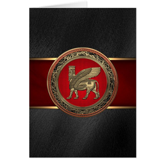 Assyrian Winged Bull - Gold Lamassu (Front)