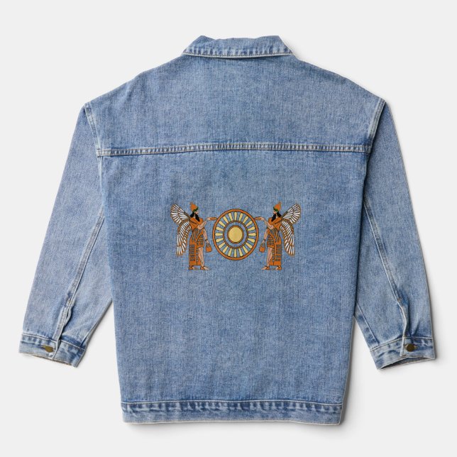 Assyrian Winged Genie  Denim Jacket (Back)