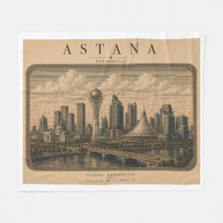 Astana | Vintage Travel City Design Fleece Blanket