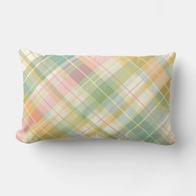 {astel Plaid Throw Pillow (Front)