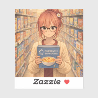 Aster™ Currently Buffering Die-Cut Sticker Cute Ae