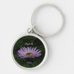 Aster Flower with Raindrops Personalised Photo Key Ring