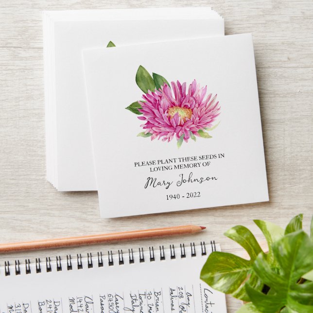 Aster Memorial Funeral Seed Envelope (Stacked)
