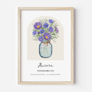 Aster Morning Glory Birth Month Flower Poster