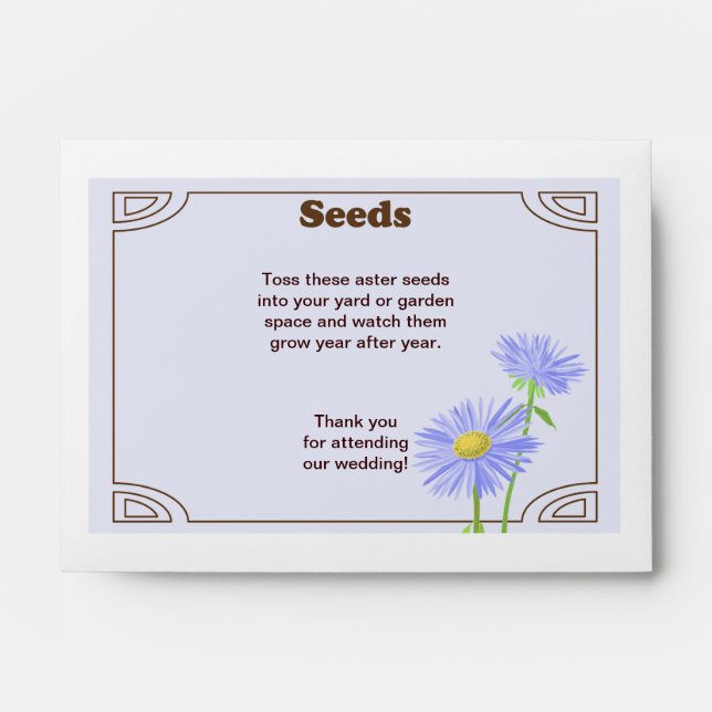 Aster Seed Packet Wedding Favour Envelopes (Front)
