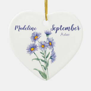 Aster September Birth Flower Ceramic Ornament