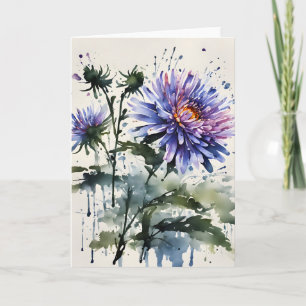 Aster - Watercolor flowers Card