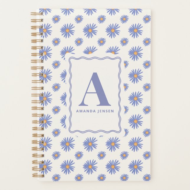 Aster Wildflower Floral Personalised  Planner (Front)