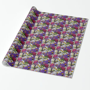 Asteracea Bouquet Tiled Pattern Wrapping Paper