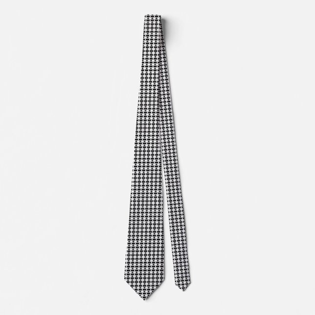 Asterik Symbol Check - White on Black Tie (Front)