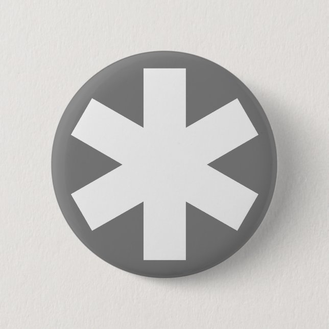Asterisk - Grey 6 Cm Round Badge (Front)