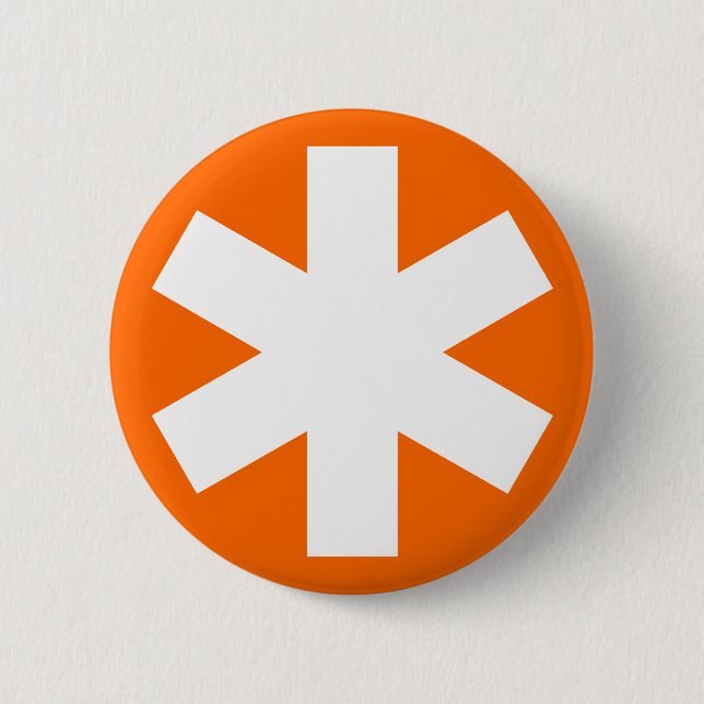 Asterisk - Orange 6 Cm Round Badge (Front)