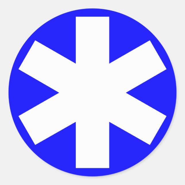 Asterisk - White on Blue Classic Round Sticker (Front)