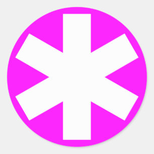 Asterisk - White on Magenta Classic Round Sticker