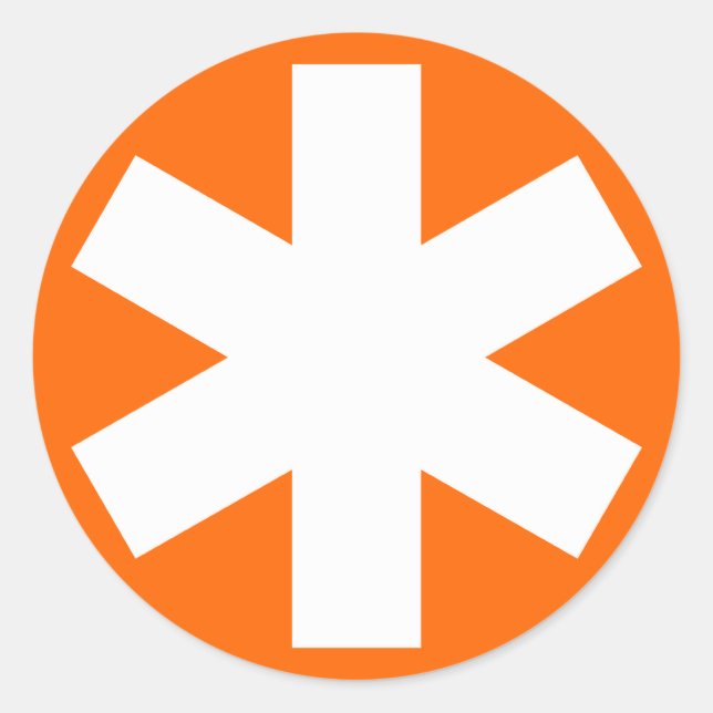 Asterisk - White on Orange Classic Round Sticker (Front)