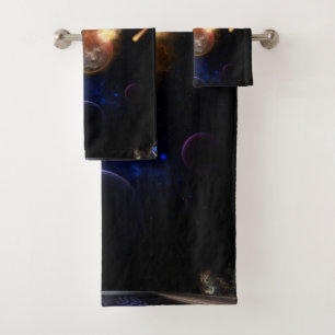 Asteroid Apocalypse Fractal Art Spacescape Bath Towel Set