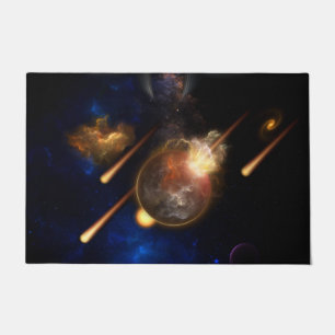 Asteroid Apocalypse Fractal Art Spacescape Doormat