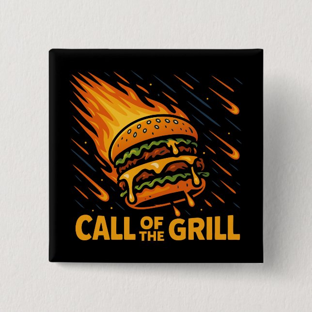 Asteroid Burger Call Of The Grill 15 Cm Square Badge (Front)
