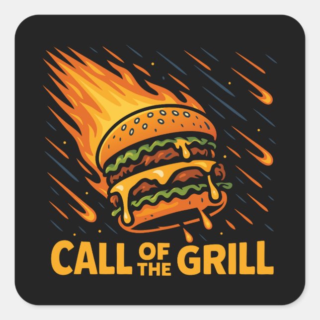 Asteroid Burger Call Of The Grill Square Sticker (Front)