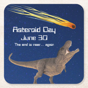 Asteroid Day June 30 Square Paper Coaster