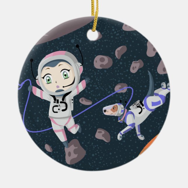 Asteroid Girl Ceramic Ornament (Front)