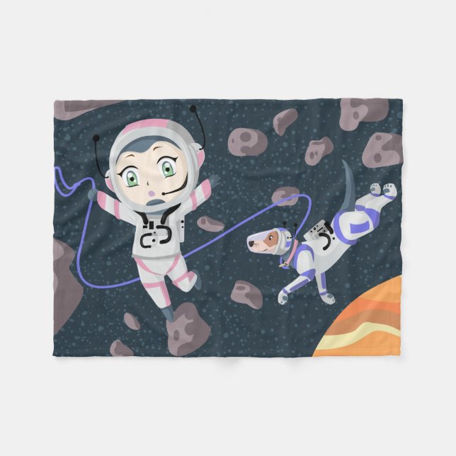 Asteroid Girl Fleece Blanket (Front (Horizontal))