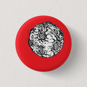 Asteroid on red background 3 cm round badge