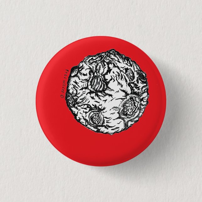 Asteroid on red background  3 cm round badge (Front)