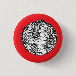 Asteroid on red background  3 cm round badge