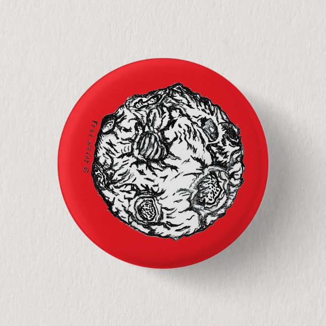 Asteroid on red background  3 cm round badge (Front)