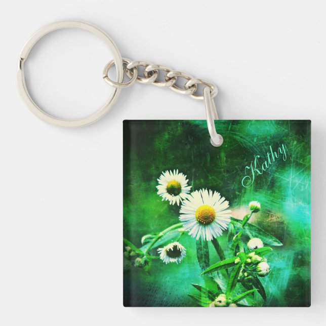 Asters Aglow/Green Key Chain *Personalised* (Front)