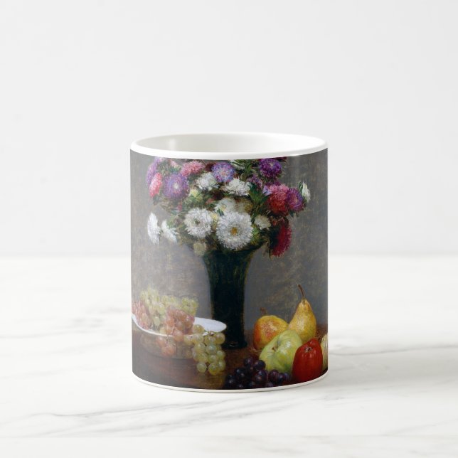 Asters and Fruit, Henri Fantin-Latour Coffee Mug (Center)