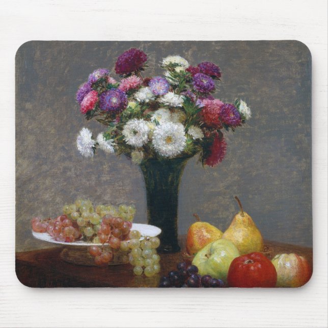Asters and Fruit, Henri Fantin-Latour Mouse Pad (Front)