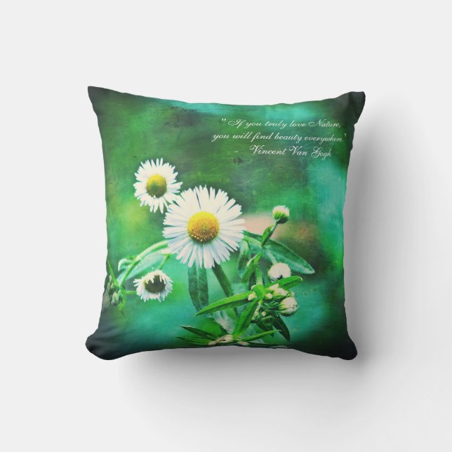 Asters Green Glow Outdoor Throw Pillow (Front)