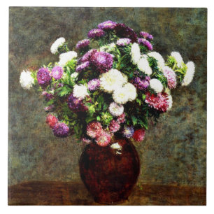 Asters in a Vase - Henri Fantin-Latour painting, Ceramic Tile