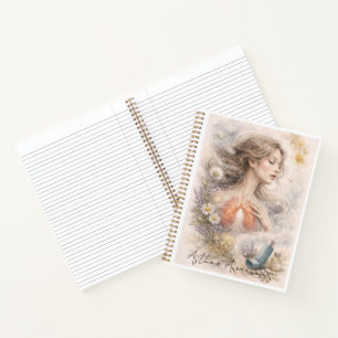 Asthma Awareness Art Print Soft Botanical Lung Notebook