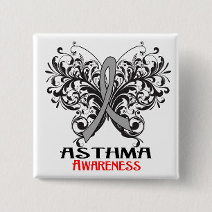 Asthma Awareness Butterfly 15 Cm Square Badge